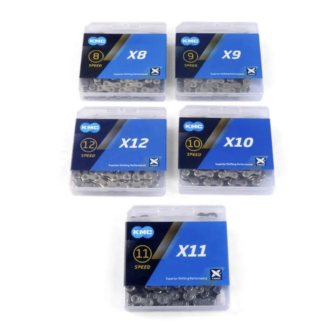 KMC 116L metal bicycle chain in silver for road and mountain bikes