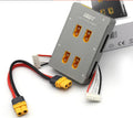 Grey aluminium parallel charging board for Astor drone batteries with male connectors
