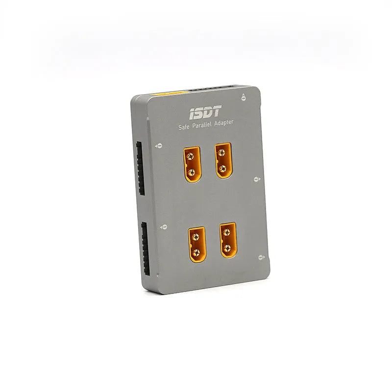Grey aluminium parallel charging board for Astor drone batteries with male connectors