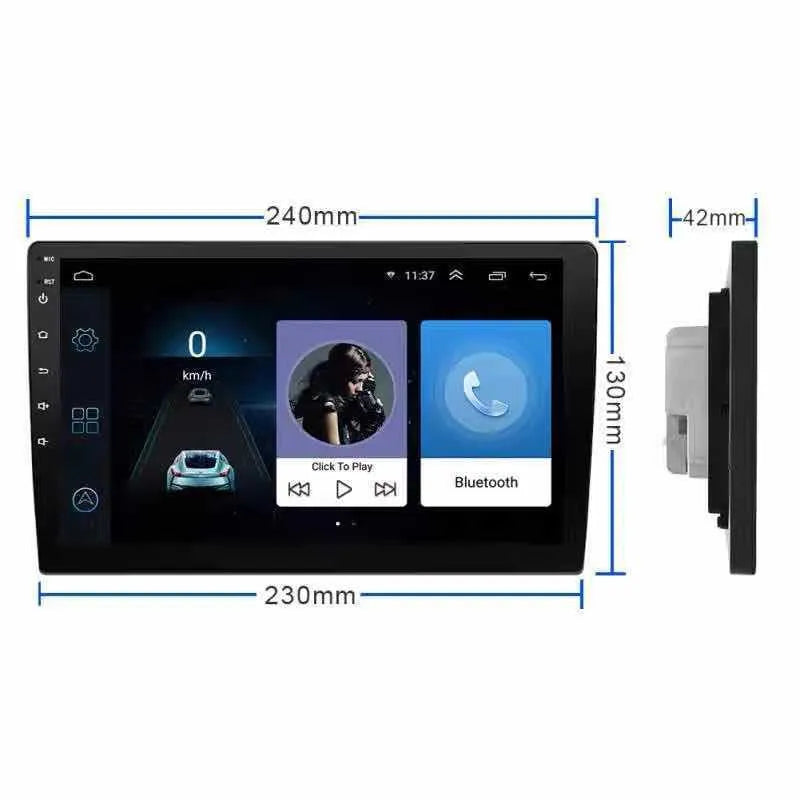 Black Android car navigation system with rotating screen for GM vehicles