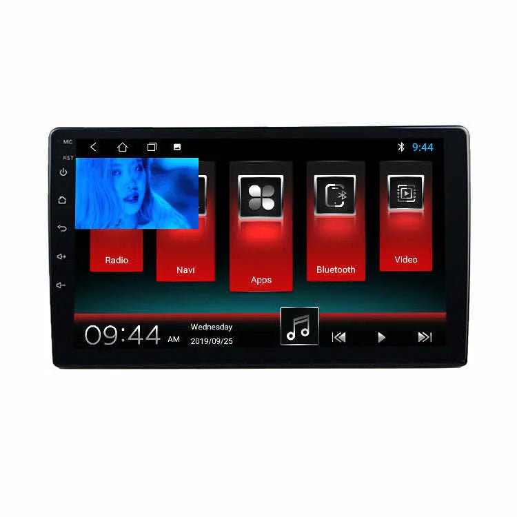 Black Android car navigation system with rotating screen for GM vehicles