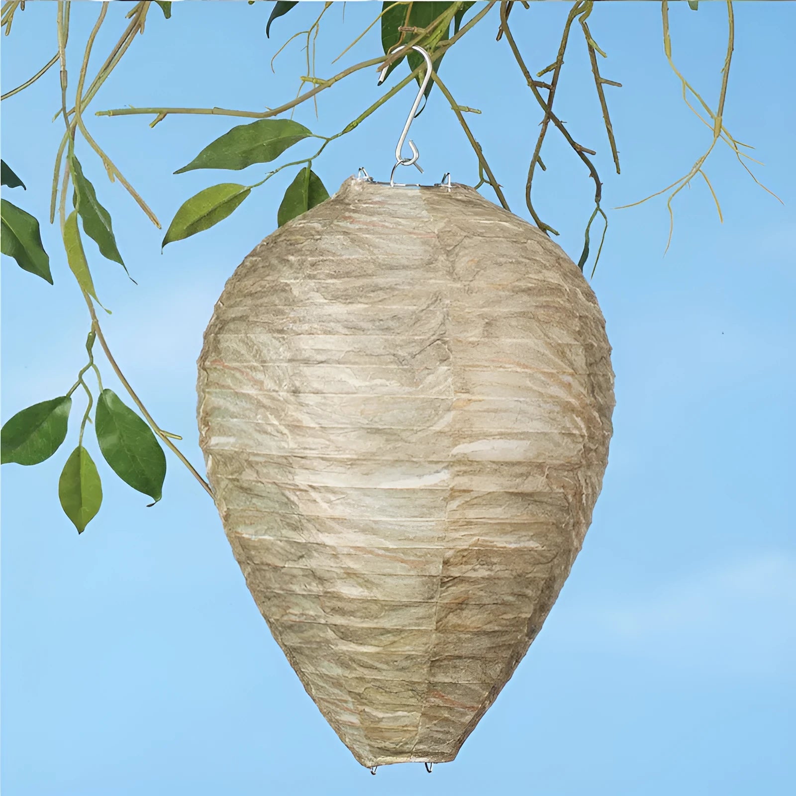 Beehive shaped paper lantern with wire frame, measuring 22cm by 28cm