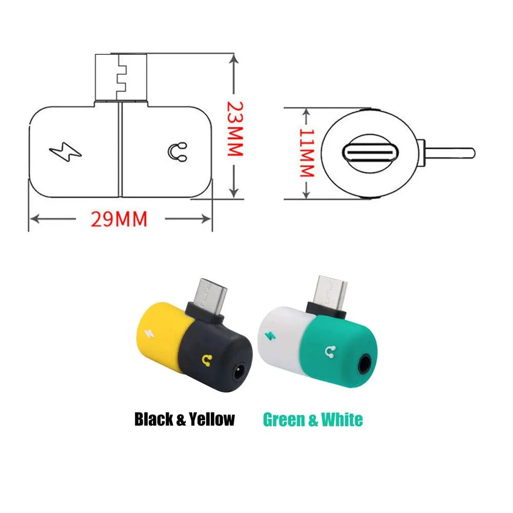 Blue charging audio adapter for Huawei and Honor phones showing 3.5mm jack and charging connector