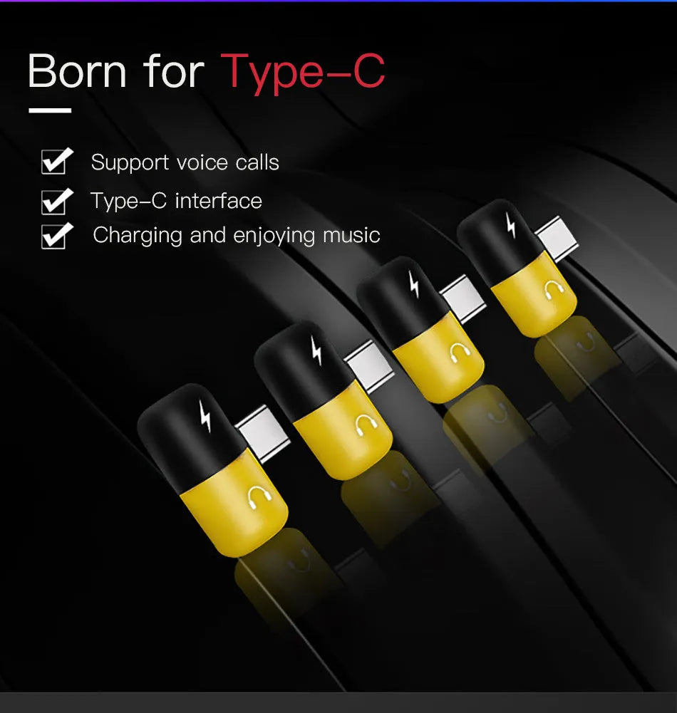 Blue charging audio adapter for Huawei and Honor phones showing 3.5mm jack and charging connector