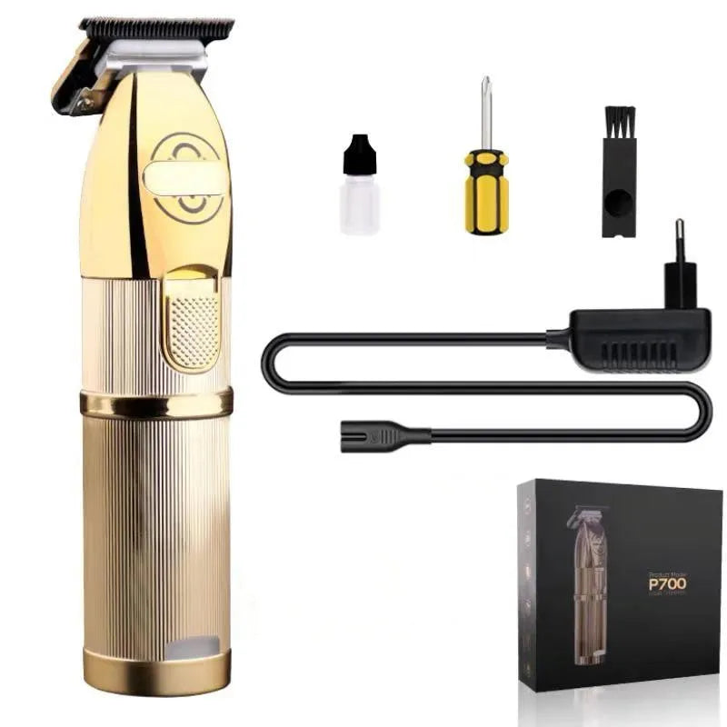Gold professional cordless hair clipper model 2880 with 25W motor and dual charging cable