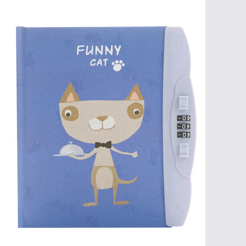 Korean children's lock notebook with colourful cartoon cover showing space, animal, or Christmas designs
