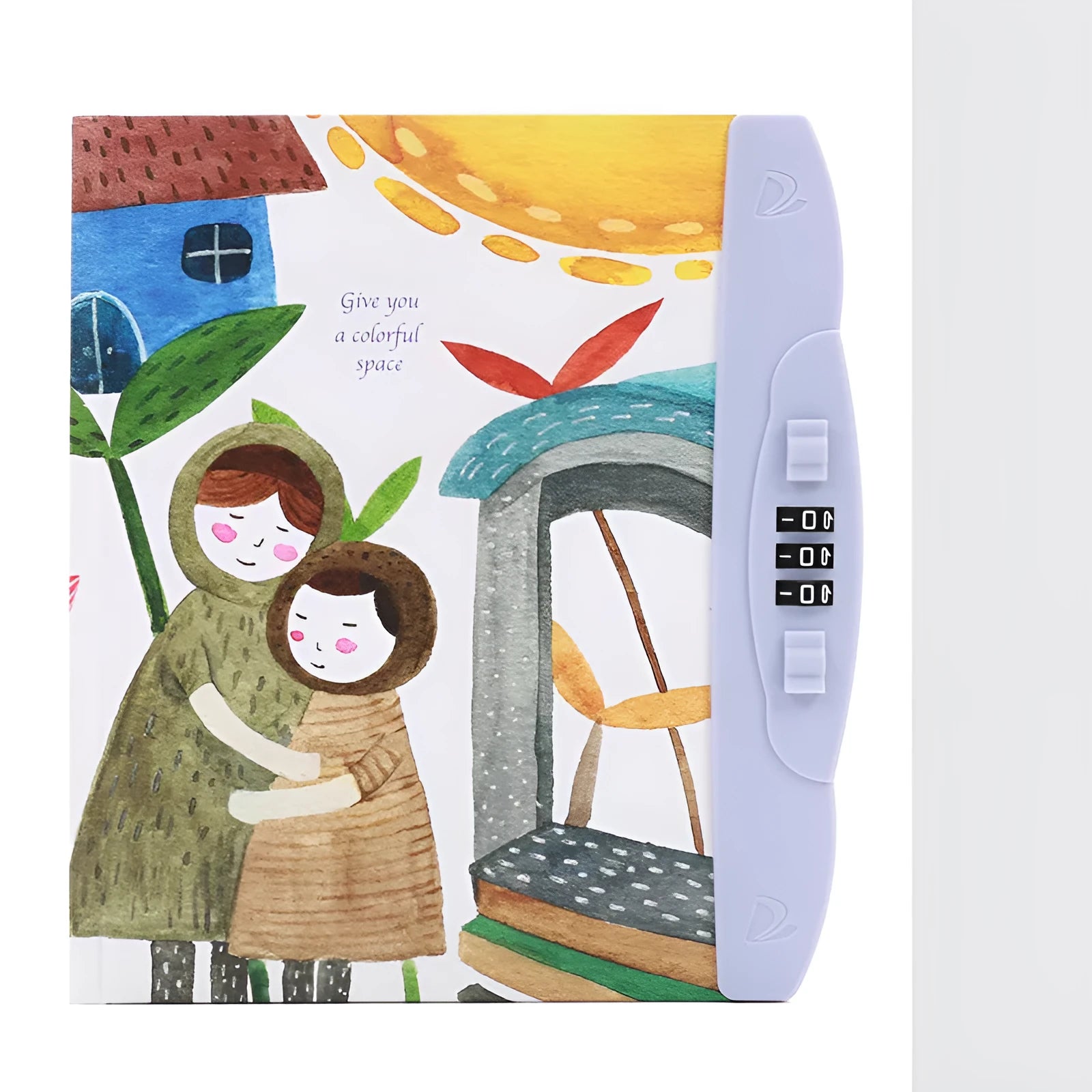 Korean children's lock notebook with colourful cartoon cover showing space, animal, or Christmas designs