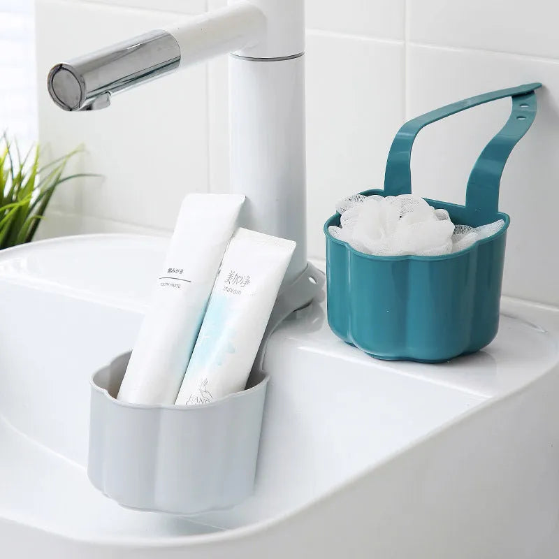 Nordic style plastic sink drain basket in dark blue colour measuring 20cm wide