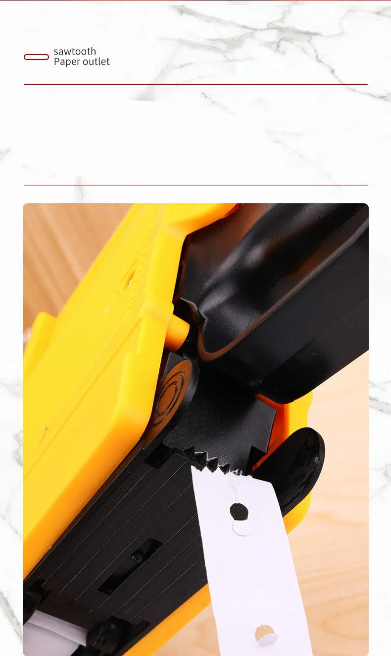 Manual price coding machine in blue, red, or yellow with ink roller and paper rolls