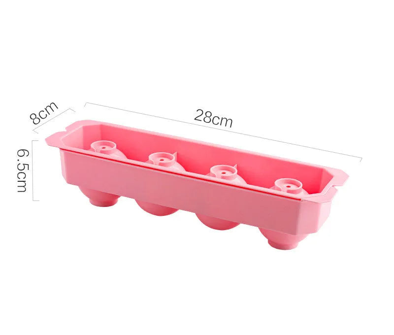 Silicone ice tray showing large ice hockey shape and round ice moulds in assorted colours