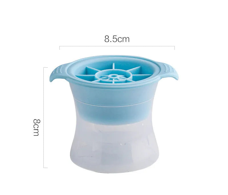 Silicone ice tray showing large ice hockey shape and round ice moulds in assorted colours