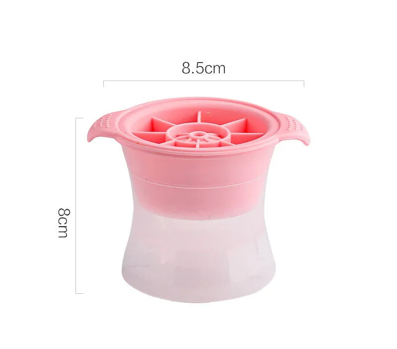 Silicone ice tray showing large ice hockey shape and round ice moulds in assorted colours
