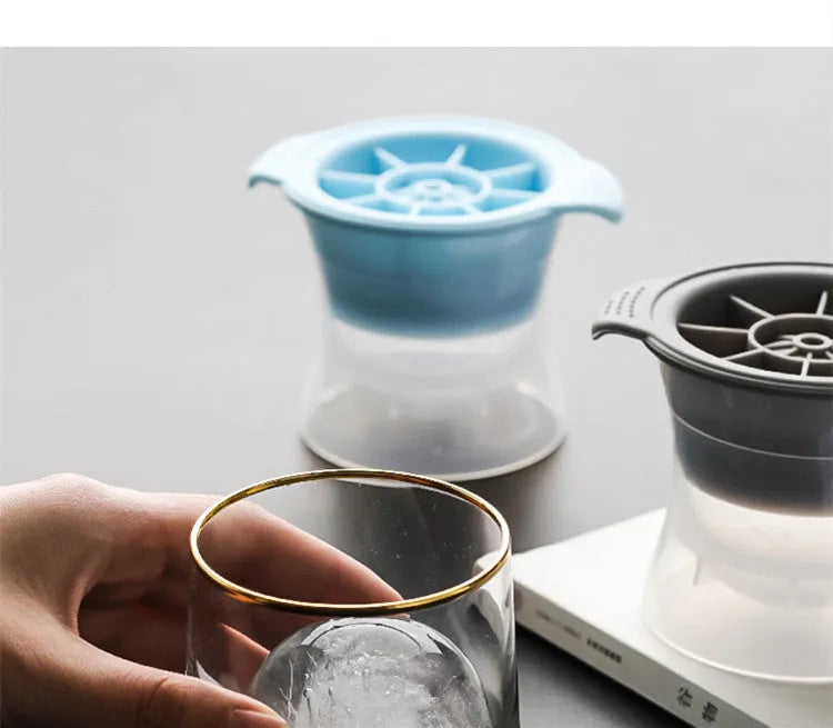 Silicone ice tray showing large ice hockey shape and round ice moulds in assorted colours