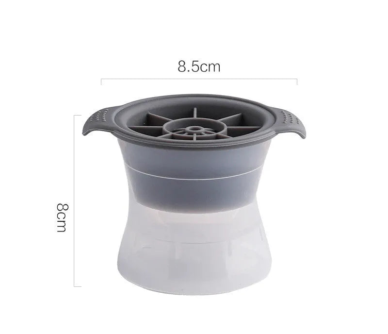 Silicone ice tray showing large ice hockey shape and round ice moulds in assorted colours