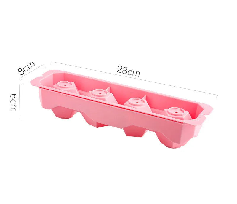 Silicone ice tray showing large ice hockey shape and round ice moulds in assorted colours