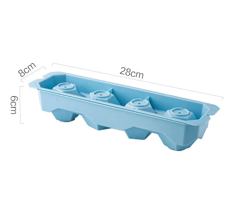 Silicone ice tray showing large ice hockey shape and round ice moulds in assorted colours