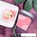 Pink self-adhesive plastic packaging bags for handmade soap with UV printing and adhesive closure