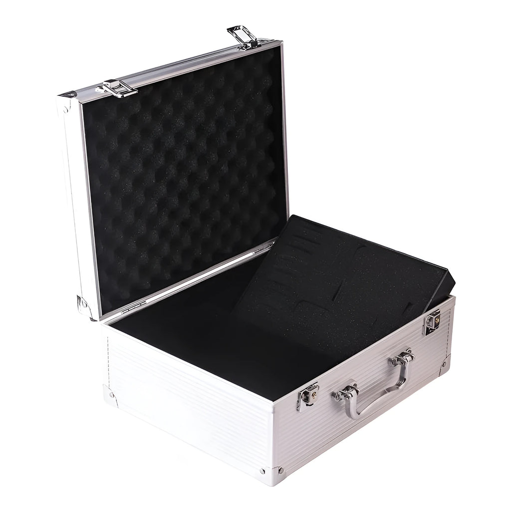 Rongtian aluminium alloy tattoo equipment storage box in black or silver colour