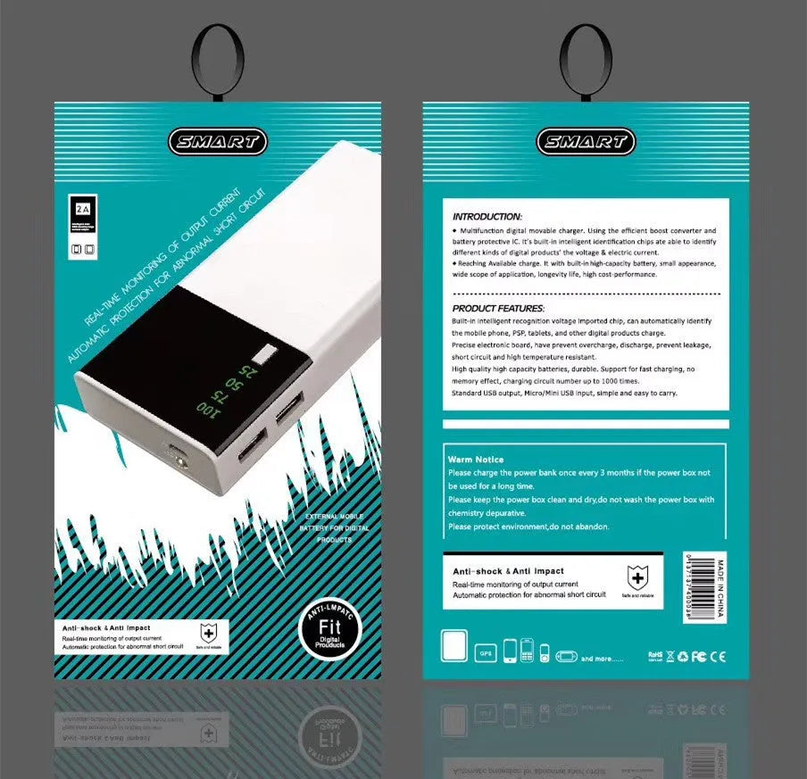 Black 20000mAh power bank portable battery charger