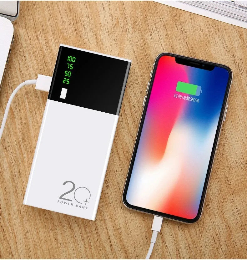 Black 20000mAh power bank portable battery charger