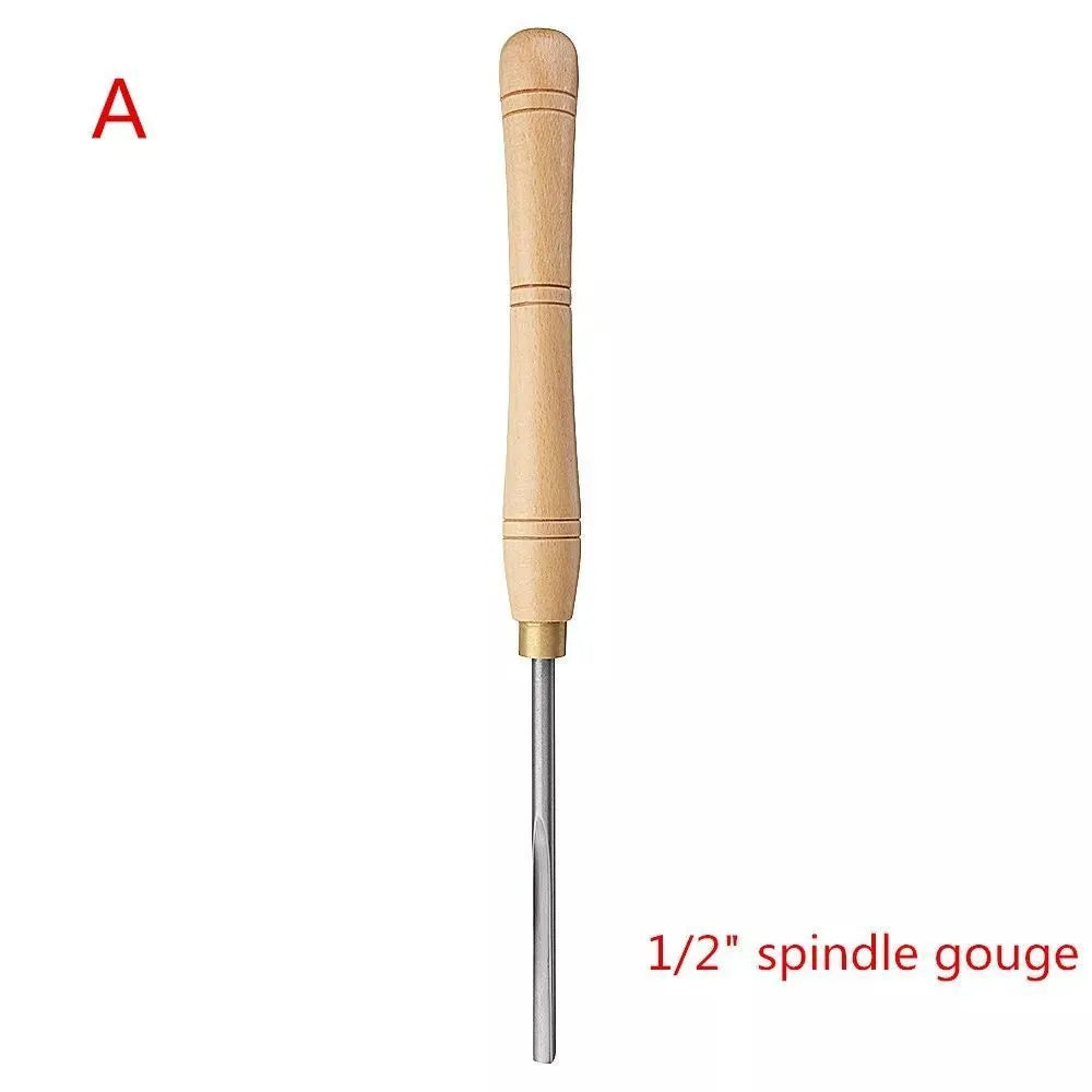 High-end 8-piece wooden box containing chrome vanadium steel woodturning tools for lathe work.