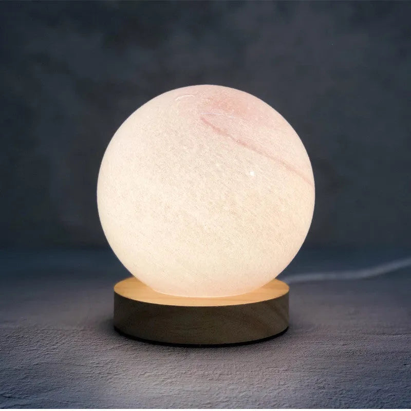 Nordic style bedside table lamp with girl heart decoration and glass shade in chosen colour