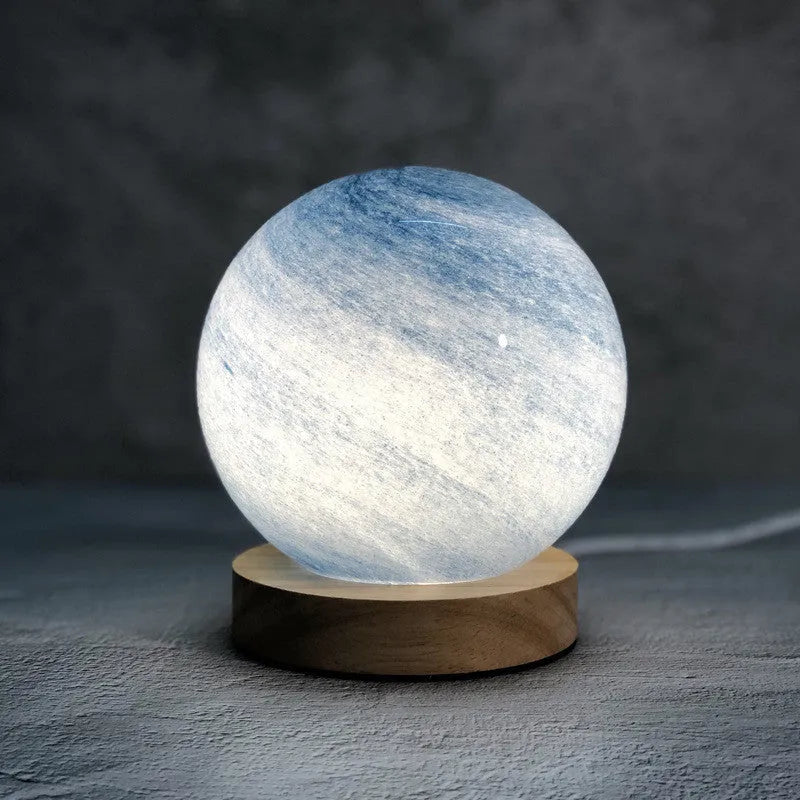 Nordic style bedside table lamp with girl heart decoration and glass shade in chosen colour