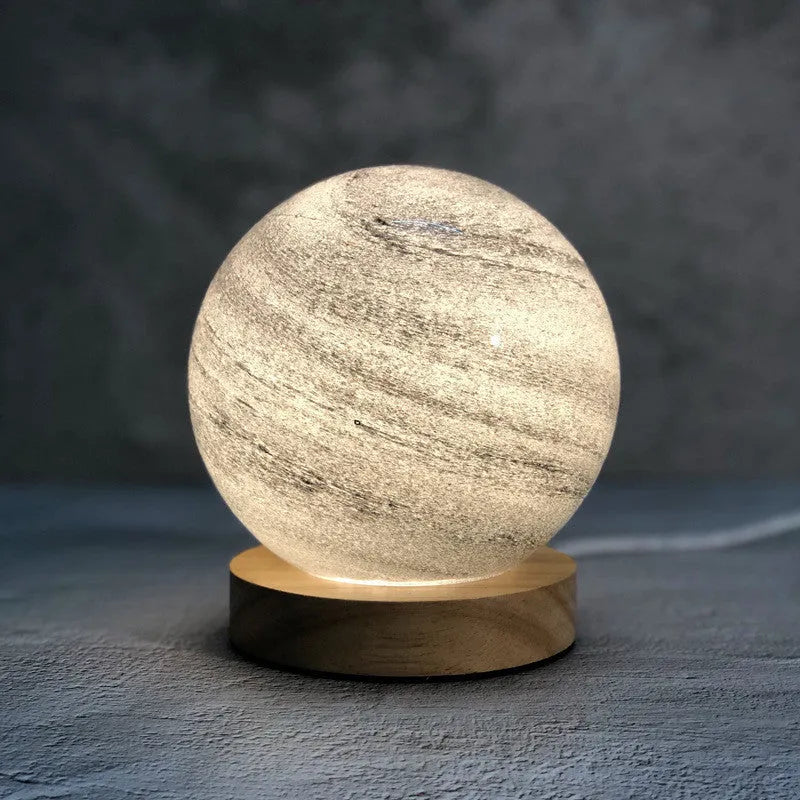 Nordic style bedside table lamp with girl heart decoration and glass shade in chosen colour