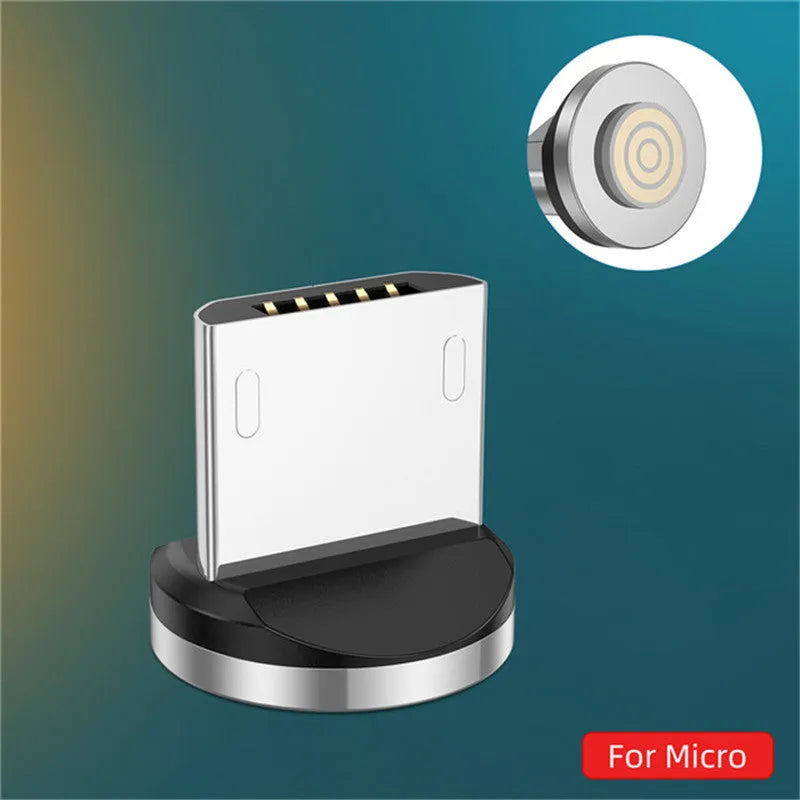 Magnetic charging cable with LED light indicator in various colours showing magnetic connection heads