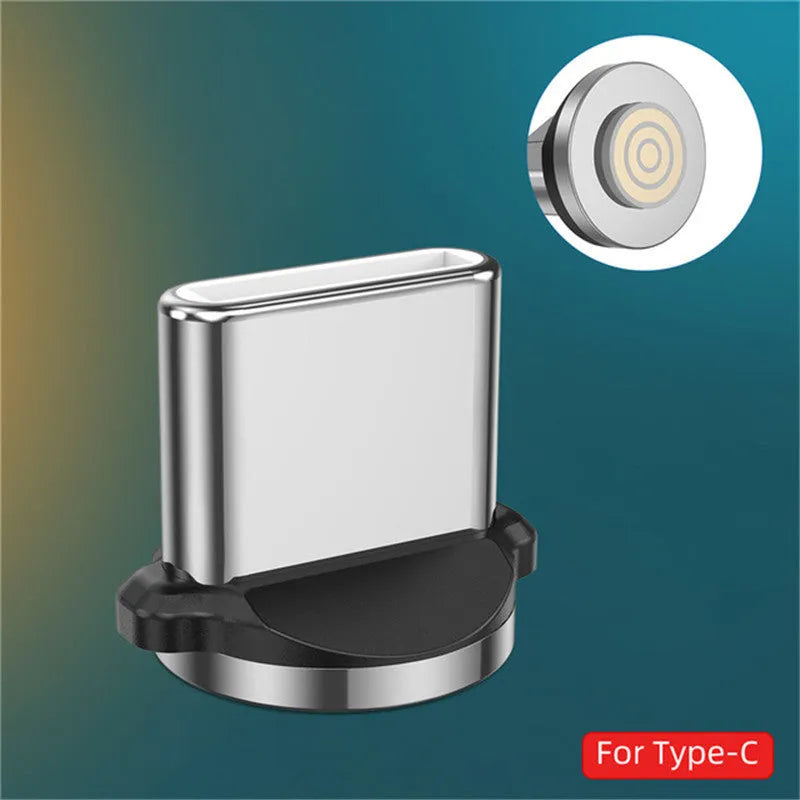 Magnetic charging cable with LED light indicator in various colours showing magnetic connection heads