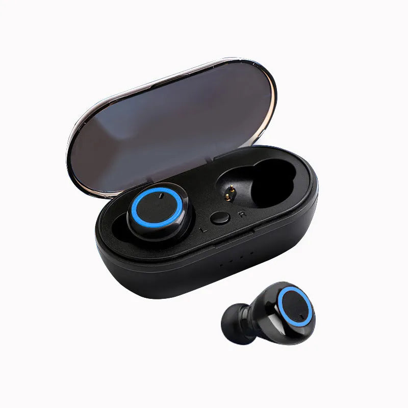 TWS Bluetooth wireless stereo headset in two-tone colour option showing left and right earpieces