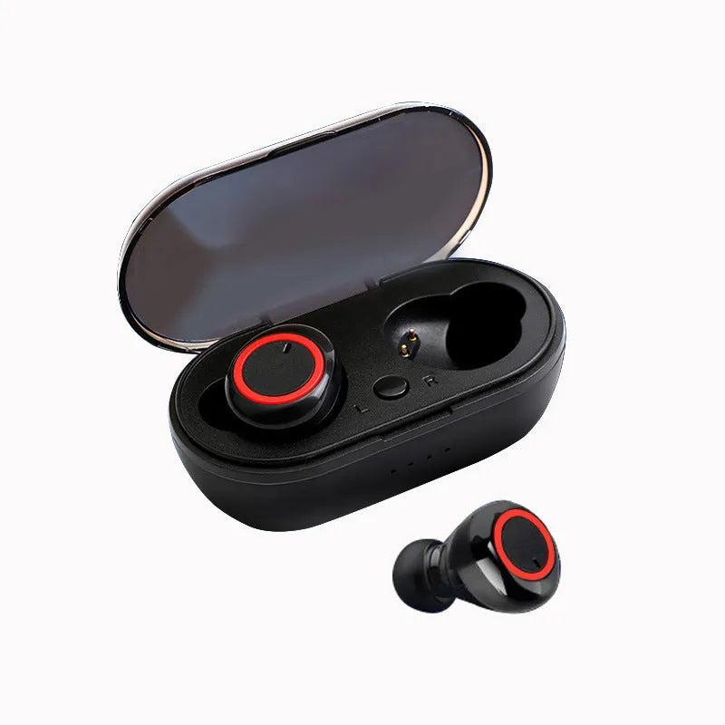 TWS Bluetooth wireless stereo headset in two-tone colour option showing left and right earpieces
