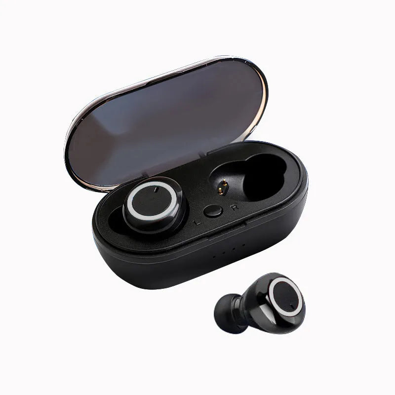 TWS Bluetooth wireless stereo headset in two-tone colour option showing left and right earpieces