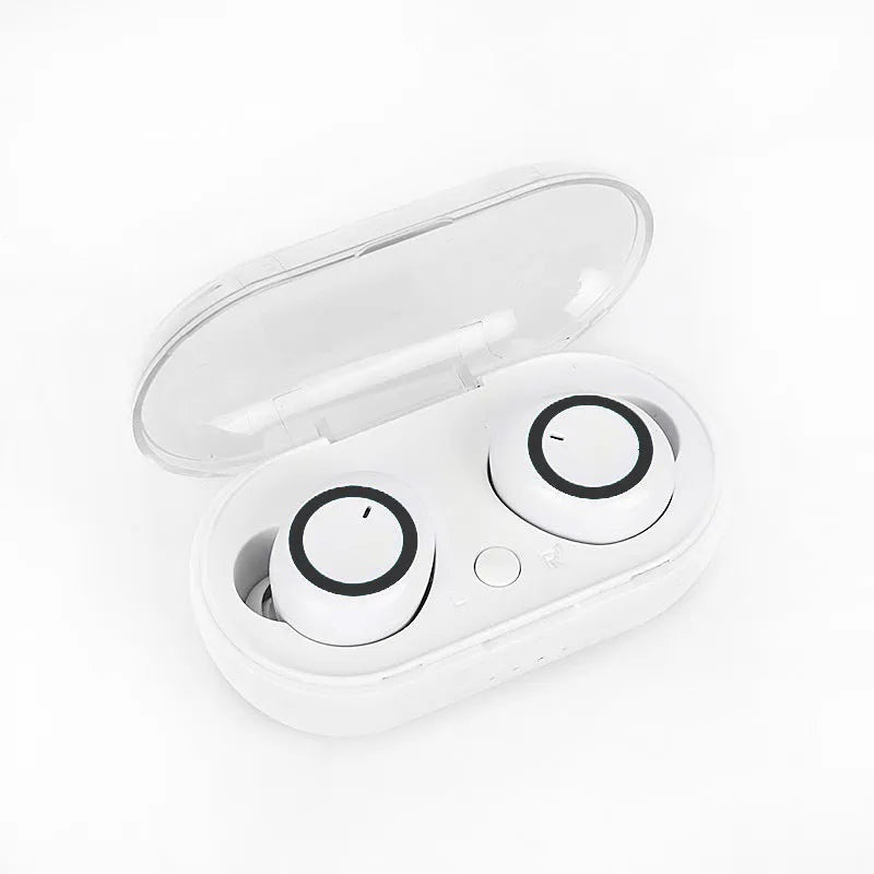 TWS Bluetooth wireless stereo headset in two-tone colour option showing left and right earpieces