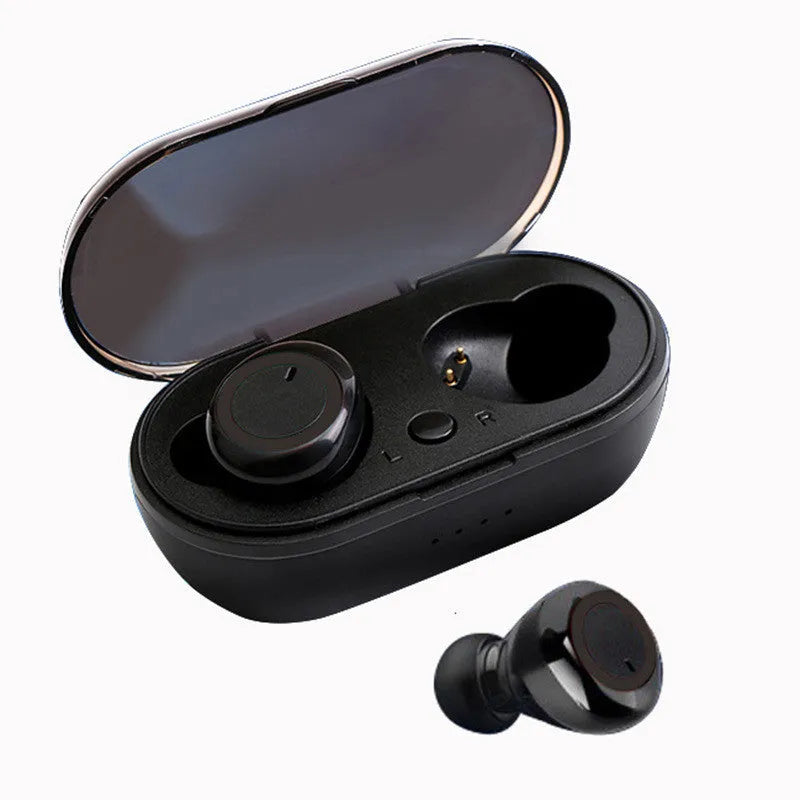 TWS Bluetooth wireless stereo headset in two-tone colour option showing left and right earpieces
