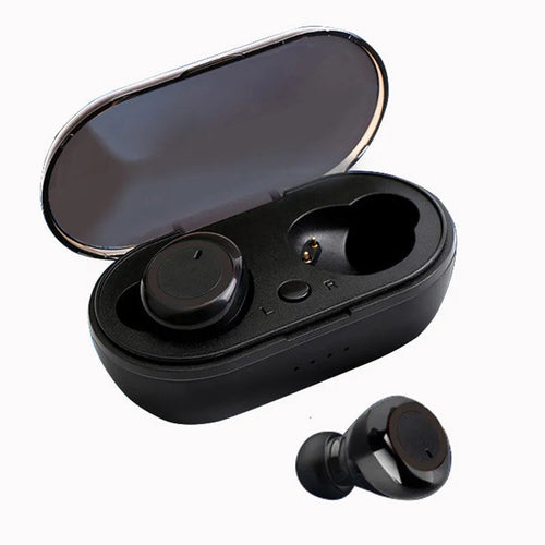TWS Bluetooth wireless stereo headset in two-tone colour option showing left and right earpieces