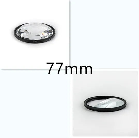 77mm half moon mirror SLR camera filter with cleaning cloth and protective bag