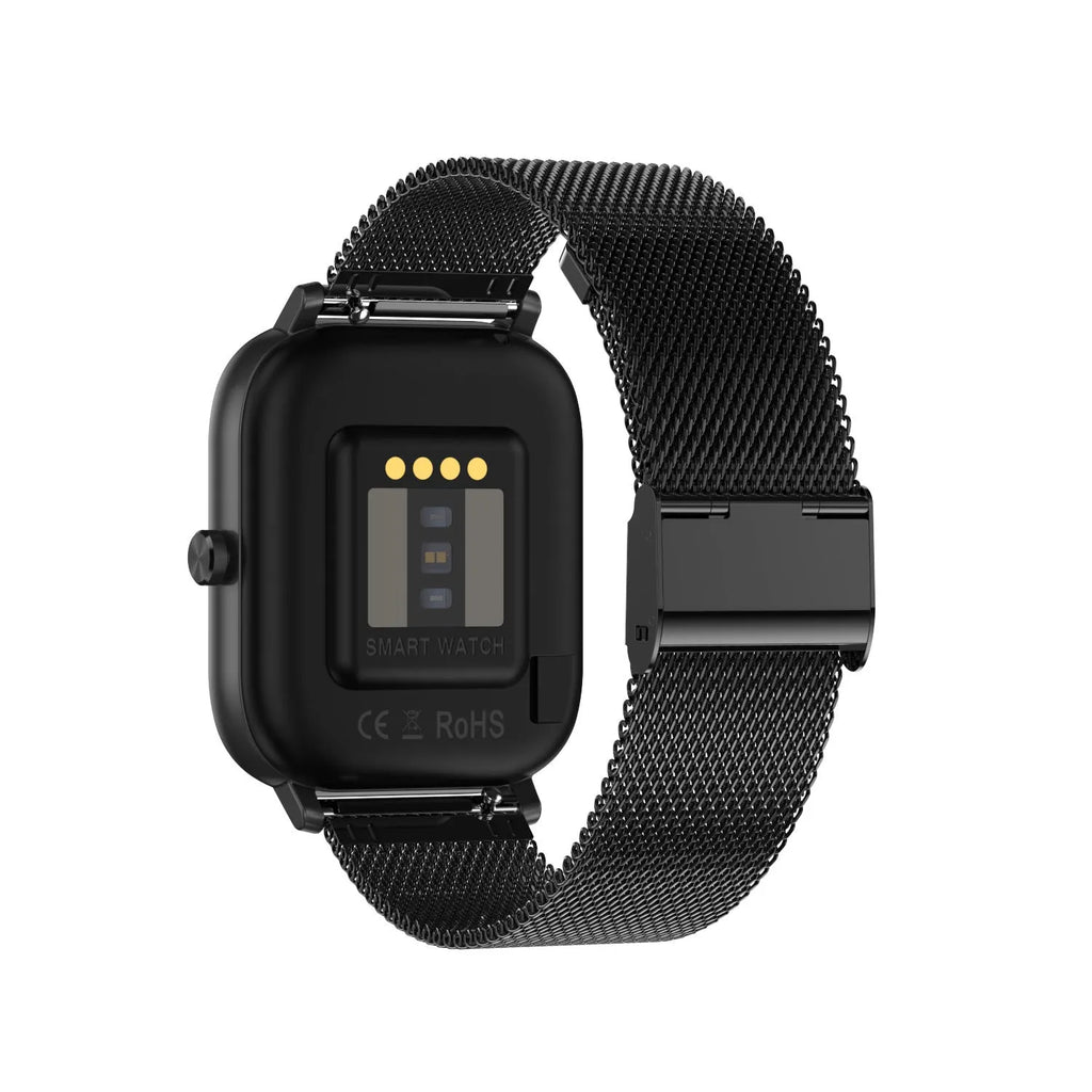 Smart bracelet with a 1.54-inch screen showing health stats, on a choice of silicone or metal mesh wrist strap.