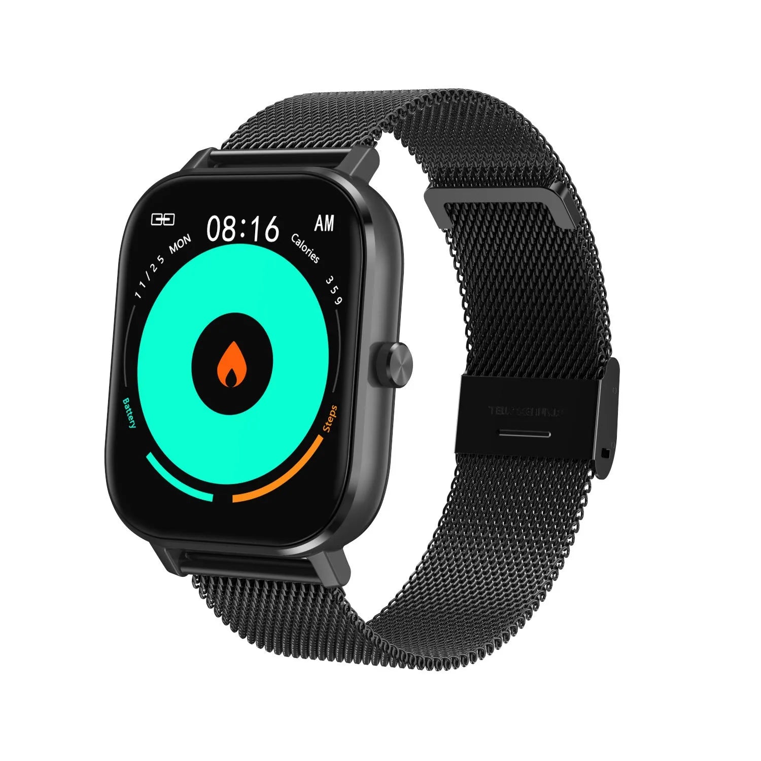 Smart bracelet with a 1.54-inch screen showing health stats, on a choice of silicone or metal mesh wrist strap.
