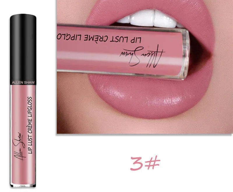 Silky cream texture lip gloss in twelve different colour shades with mineral formula