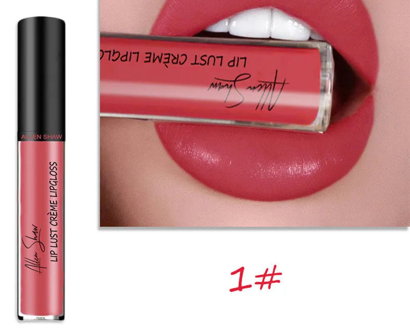 Silky cream texture lip gloss in twelve different colour shades with mineral formula