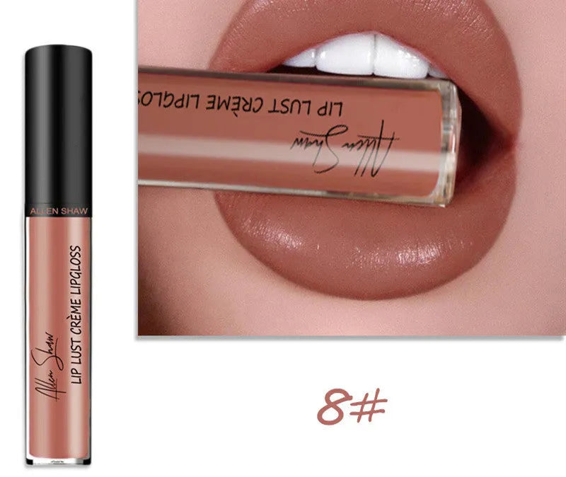 Silky cream texture lip gloss in twelve different colour shades with mineral formula