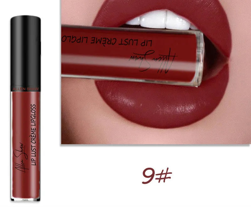 Silky cream texture lip gloss in twelve different colour shades with mineral formula