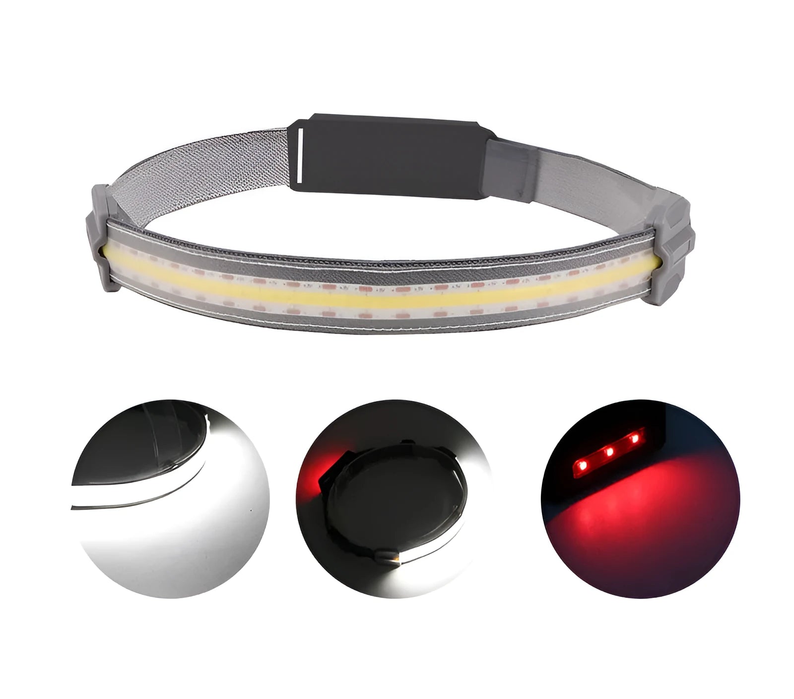COB LED red light headlight with rechargeable battery and USB cable