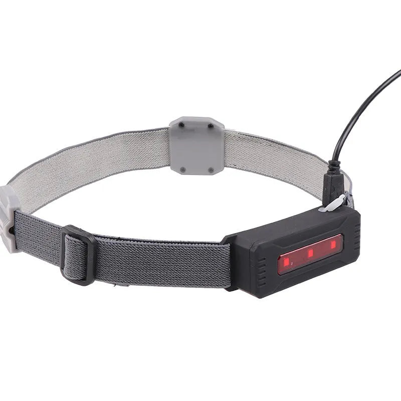 COB LED red light headlight with rechargeable battery and USB cable