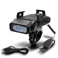 A rechargeable bicycle light shown in black, mounted on handlebars, with option for single or double lamp style.