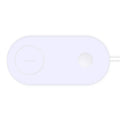 White dual-port wireless charger for two mobile phones with minimalist design