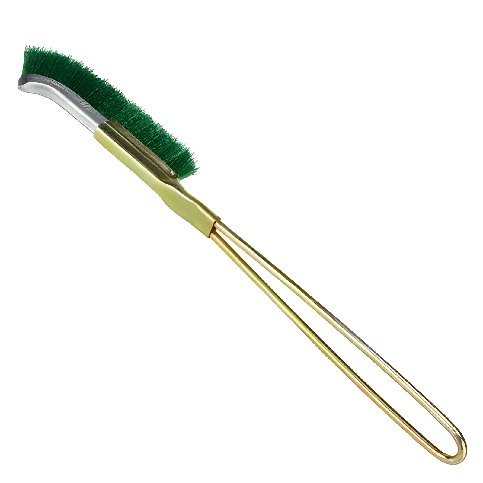 Green elbow rust removal brush with nylon wire bristles for cleaning range hoods