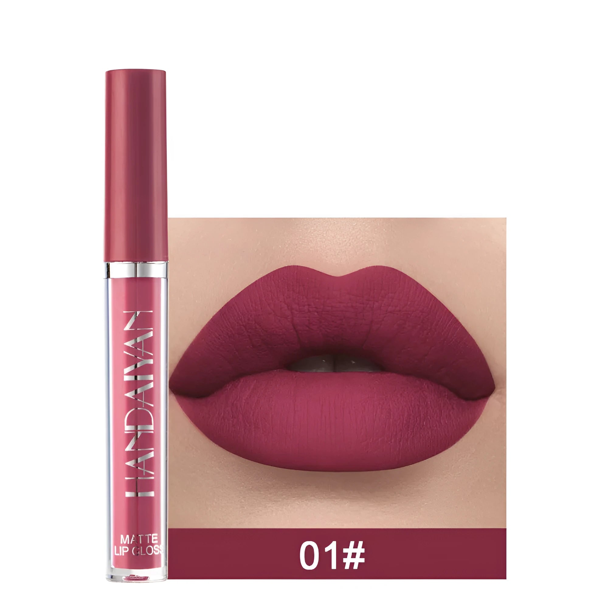 HANDAIYAN matte non-stick cup liquid lip gloss in 2.5ml tube showing colour options
