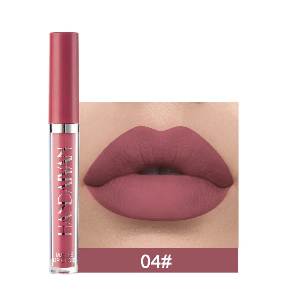 HANDAIYAN matte non-stick cup liquid lip gloss in 2.5ml tube showing colour options